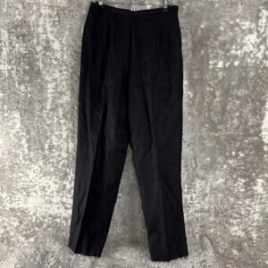 NEW Talbots Size 10 Irish Linen Flat Front Straight Leg Pants Black Zip NWT